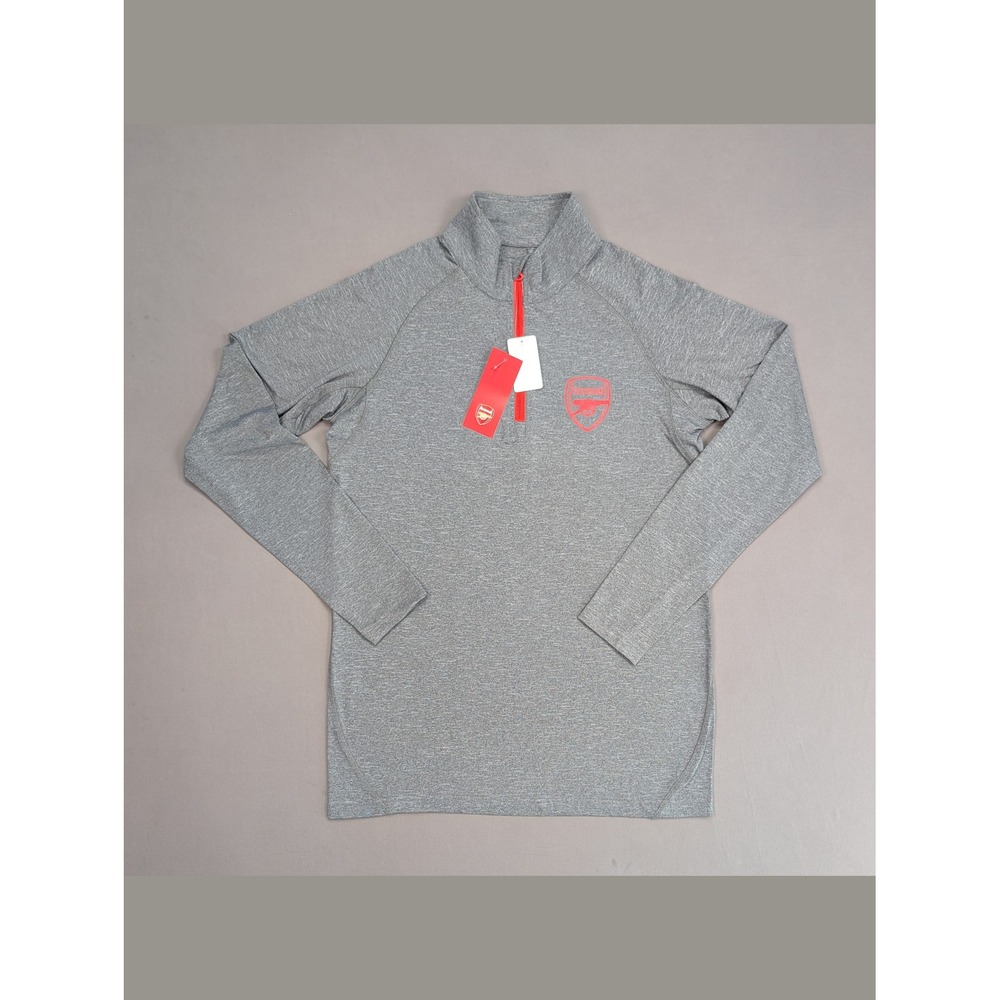 Arsenal FC Quarter Zip Pullover Gray Red Logo NWT Men's Large Soccer